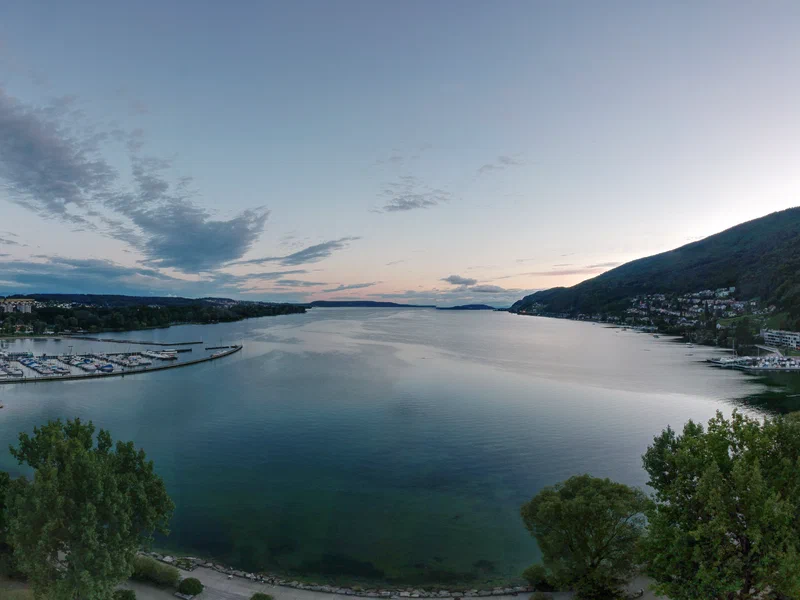 Lake Biel with a beautiful evening sky