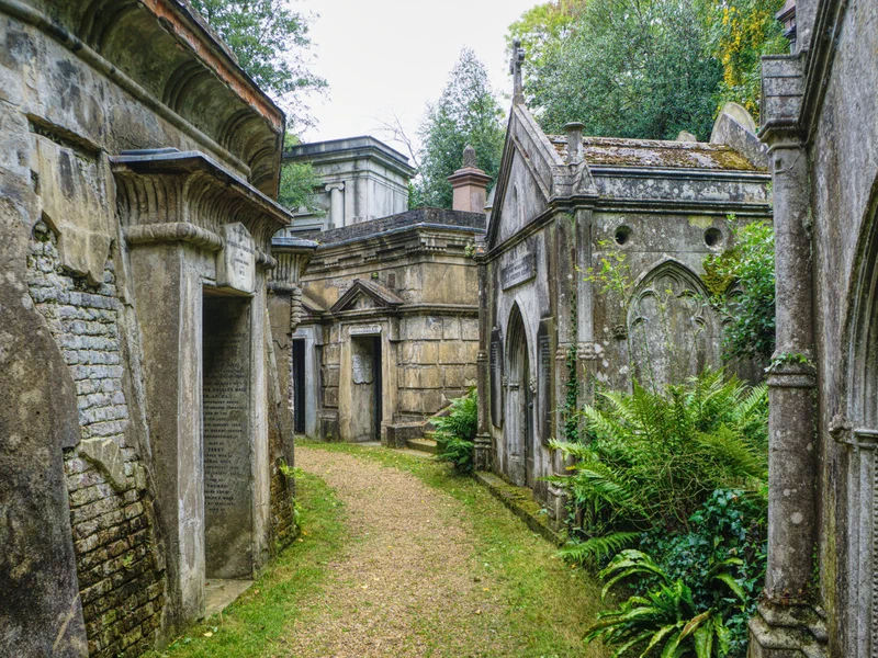 The Circle of Lebanon in Highgate Cemetery West. A nice contrast between the Egyptian style older tombs on the inside of the circle and the later neo-gothic ones on the outside.